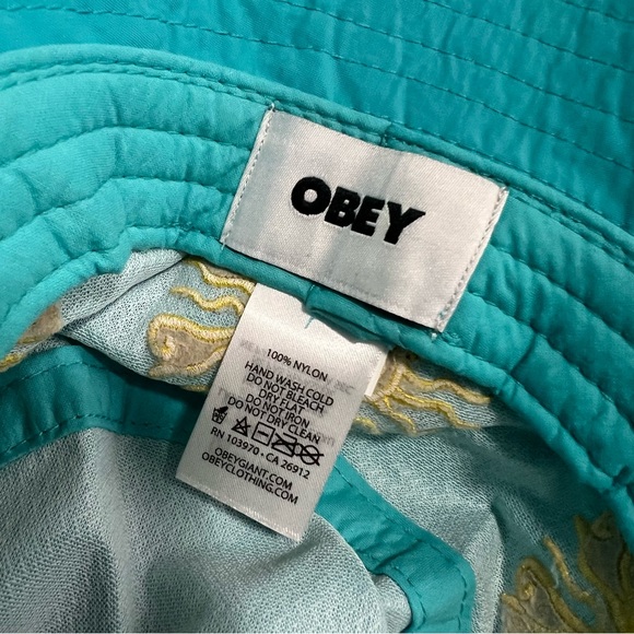 NWT OBEY URBAN OUTFITTERS Gravel Bucket Hat Teal Yellow Suns - Picture 3 of 6